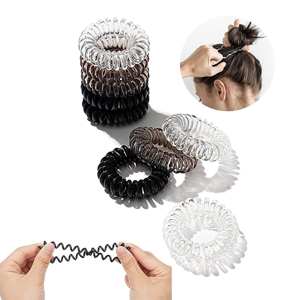 Hair Ties for Women and Girls Coil Spiral Hair Ties Ponytail Rubber Bands Elastic Hair Ties for Women and Girl Scrunchies Stylish - 9 Pcs