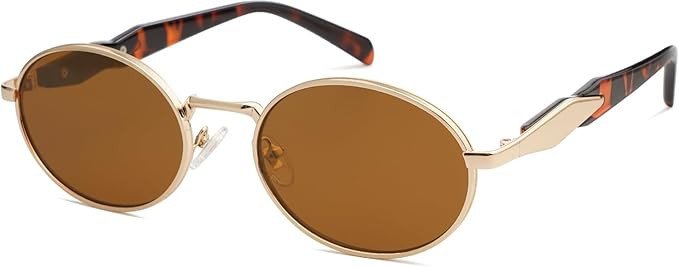 CREEK Retro Oval Sunglasses for Women & Men | Trendy Metal Sun Glasses Classic Shades | UV400 Protection