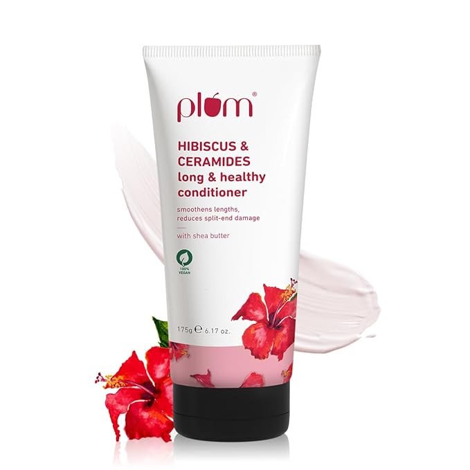 Plum All Hair Hibiscus & Ceramides Conditioner | Nourishing Formula with Shea Butter | Smoothens & Strengthens Hair | Prevents Split Ends | 100% Vegan & Cruelty-Free | 175gram (Pack of 1)