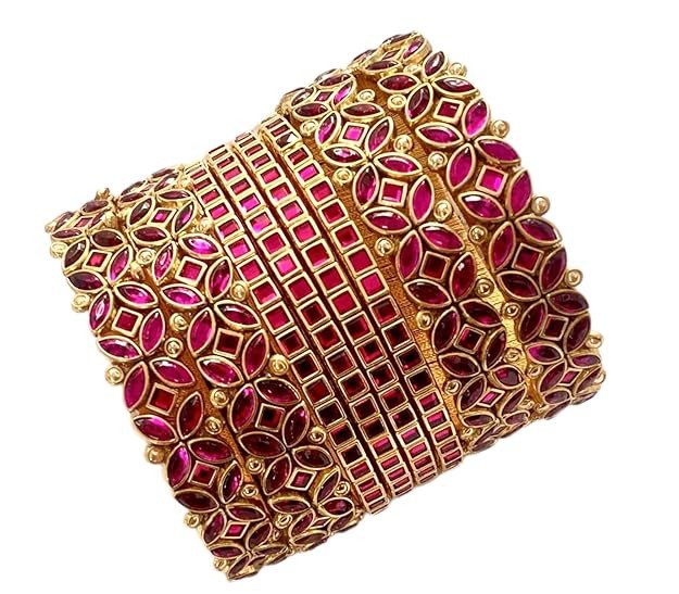 Silk Thread Kundan Bangles