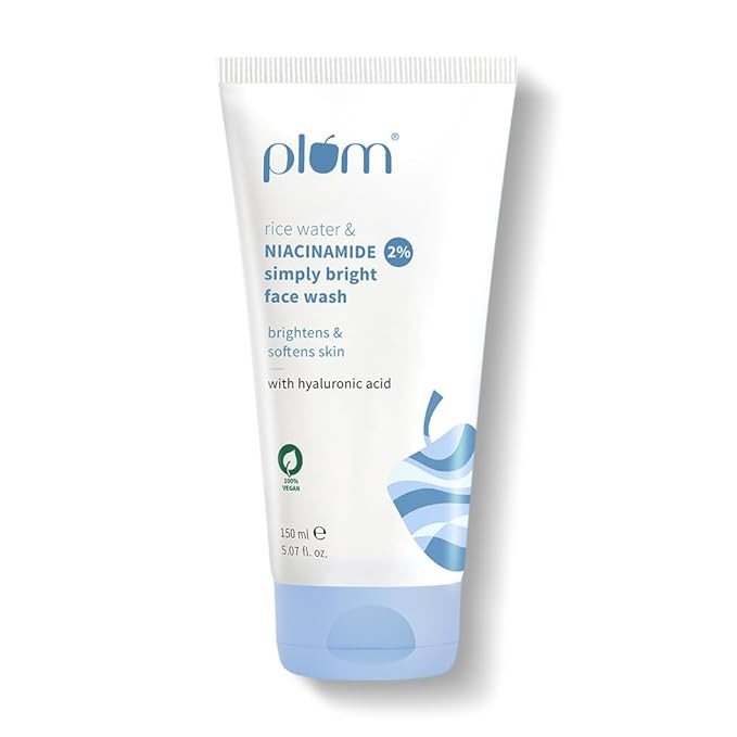 Plum Simply Bright 2% Niacinamide Face Wash with Rice Water | Brightens, Softens & Smoothens Skin | for Oily, Acne Prone, Dry, Normal, Sensitive Skin | Gentle & Non-Drying | for Men & Women | 150ml