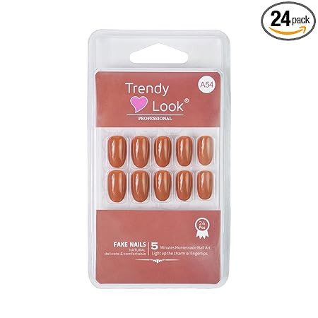 SLAY IT, DON'T PLAY IT Press On Nails for Women with Glue Stickers | 24 Pcs Pack |Brown Rust