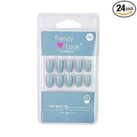 SLAY IT, DON'T PLAY IT Press On Nails for Women with Glue Stickers | 24 Pcs Pack |Cadet Blue