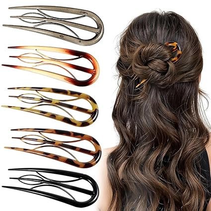 5Pcs French Hair Pin, U Pins for Hair Stylish, Hair Pins for Hair Styling, Juda Pins for Hair Bun, Acrylic Hair Accessories for Women Ladies Gift