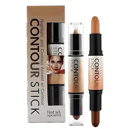 2 in 1 Colors Highlight and Contour Stick,Dual-Ended Full Coverage Wonder Sticks,Color Corrector Concealer Stick,Contouring Highlighting Foundation,Shadow Cream Pen Body Shading Makeup Steeck Set Wond