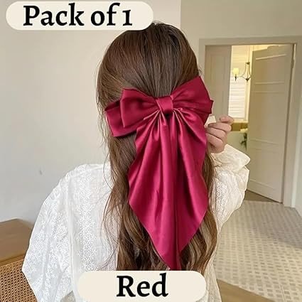 Red Bow - Bow Clips for Women - Clips for Women, Hair Accessories, Hair Clip - Luxury Satin Hair Bow Clips Girls, Cute Accessories for Girls