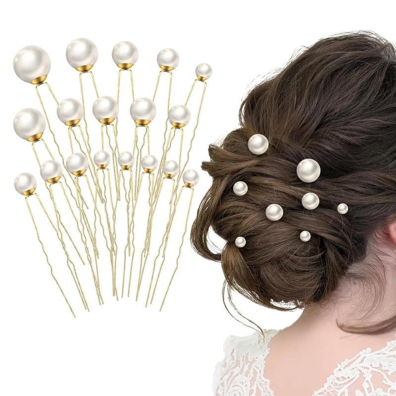 18 Pcs Premium Wedding Pearl Hair Pins Bridal Hair Accessories for Women, Pearl Bobby Pins U Shaped for Brides Bridesmaids Styling