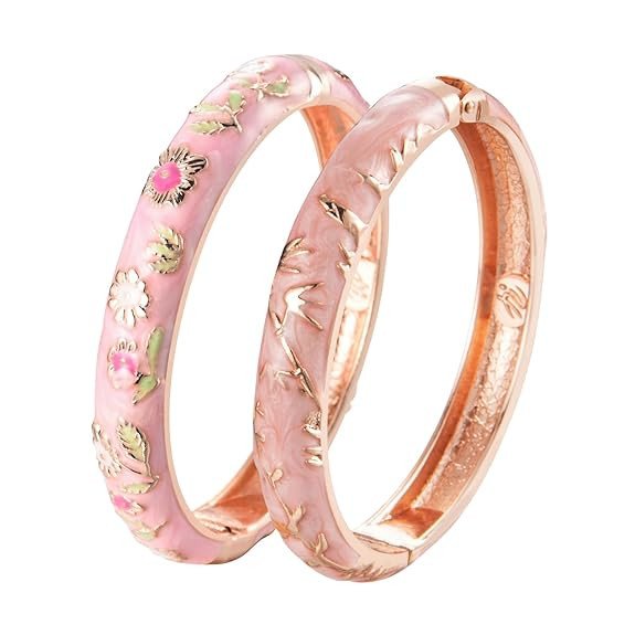 Enamel Bangle Bracelet Two Pcs Set in Gift Box for Lady Women Birthday Valentine Present