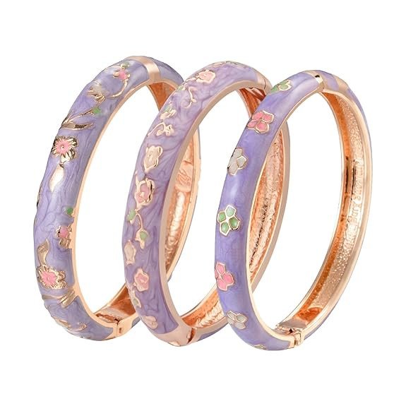 Enamel Bangle Bracelet Set of 3 in Gift Box for Wife Girlfriend