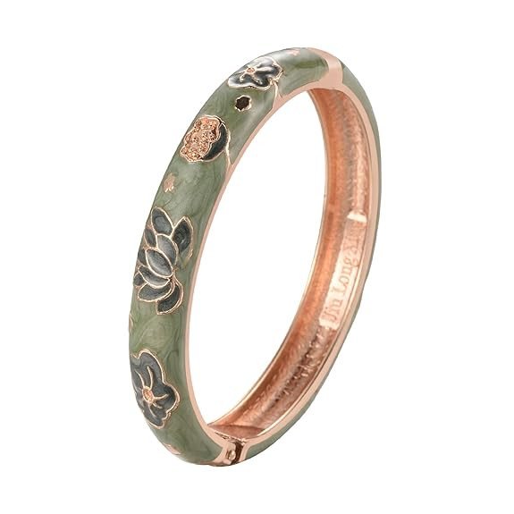 Enamel Bangle Bracelets Lotus Design for Lady