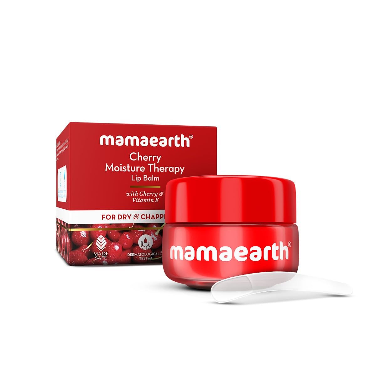 Mamaearth Cherry Moisture Therapy Lip Balm for Dry & Chapped Lips- 15 g | Heals, Brightens|Sheer Red Tint| Coconut Oil, Shea Butter, Cherry, Vitamin E, Ceramides, Kojic Acid | 100% Free of Petroleum J