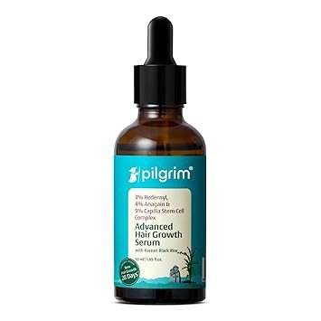 Pilgrim Redensyl 3% + Anagain 4% + Baicapil Advanced Hair Growth Serum (30ml) for Scalp with Korean Black Rice & Rosemary | Control Hair Fall, Stimulate Hair Regrowth, Increase Hair Density