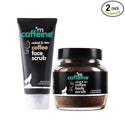mCaffeine Coffee Face & Body Scrub Combo for Tan Removal | Exfoliating Detan Scrubs for Soft & Smooth Skin | Removes Tan, Blackheads and Dirt | For Men & Wome Diwali Gift Kit for Family & Friends | 17
