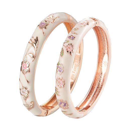 Enamel Bangle Bracelet Two Pcs Set in Gift Box for Lady Women Birthday Valentine Present