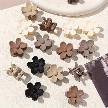 Cerrito 6 Pcs Small Flower Hair Claw Clips for Women and Girls – Matte Non-Slip Strong Hold Accessories for Thick, Thin, Curly, Fine Hair, Cute Daisy Jaw Clamps