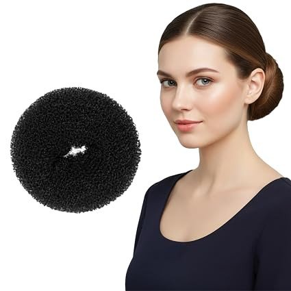 Donut Hair Bun Maker for Women & Girls - Black - Reusable Round Hair Styler for Daily Use, Office, Dance & Wedding Hairstyles - Available in Single & Combo (Small, Pack of 1)