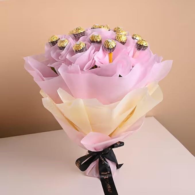 FlowerAura Premium Chcolate Bouquet of 12 Choco Balls & Designer Paper Gift For Birthday | Anniversary | Love | Girlfriend's Day | Mothers Day Gift For Mom (Same Day Delivery)