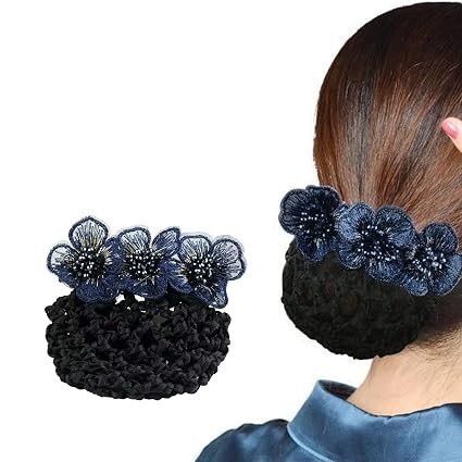 Hair Snood Net, Flower Bun Accessories For Women, Clip Net For Bun, Mesh Maker, Knit Cover Hairnet For Daily, Work, Dancer, Nurse, Multi