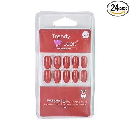 SLAY IT, DON'T PLAY IT Press On Nails for Women with Glue Stickers | 24 Pcs Pack |Dark Coral