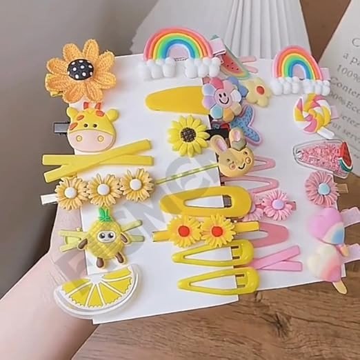 Figment Hair Clip Cute Fruit Cartoon Animal Shape Hair Pins Set for Baby Girls, Little Girl Hair Stuff Kids Accessory, Flower Candy, Fruits Rainbow, Butterflies for Hairstyles (Multi, 42 Pcs)