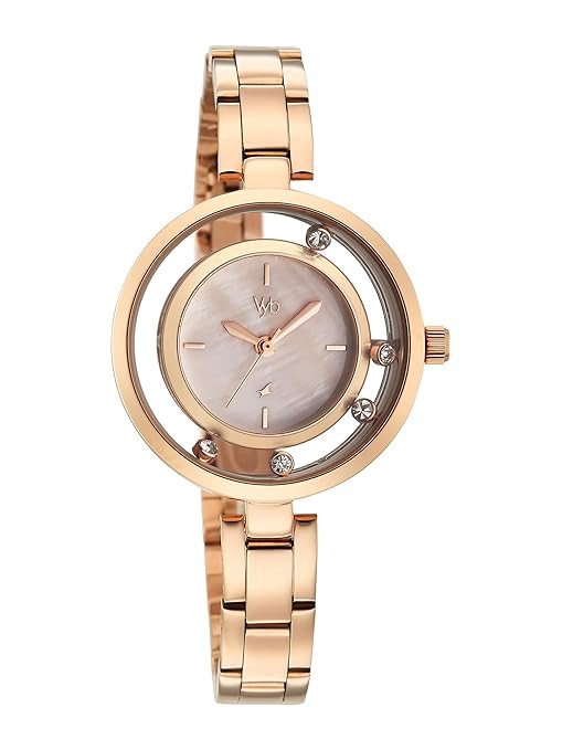 Fastrack Vyb Starlet with Quartz Analog Rose Mother of Pearl Dial Rose Gold Stainless Steel Strap Watch for Girls - FV60116WM01W