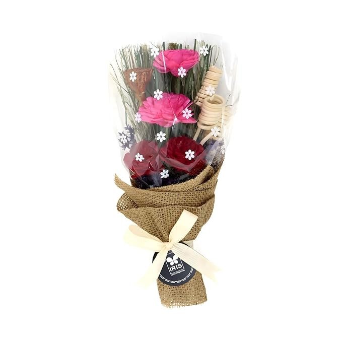 IRIS Rose Dry Floral Bouquet with 5ml Fragrance Spray | Everlasting Flowers for Romantic Gifting