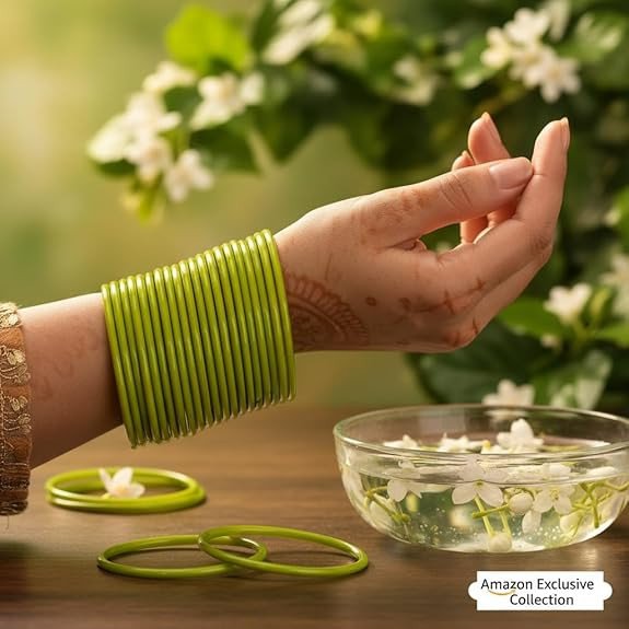 Women's Premium Plain Glass Bangles Set for Women & Girls | Traditional Handcrafted Indian Bangles | Stylish Ethnic Jewelry for Weddings & Festivals | 24 Pcs Set