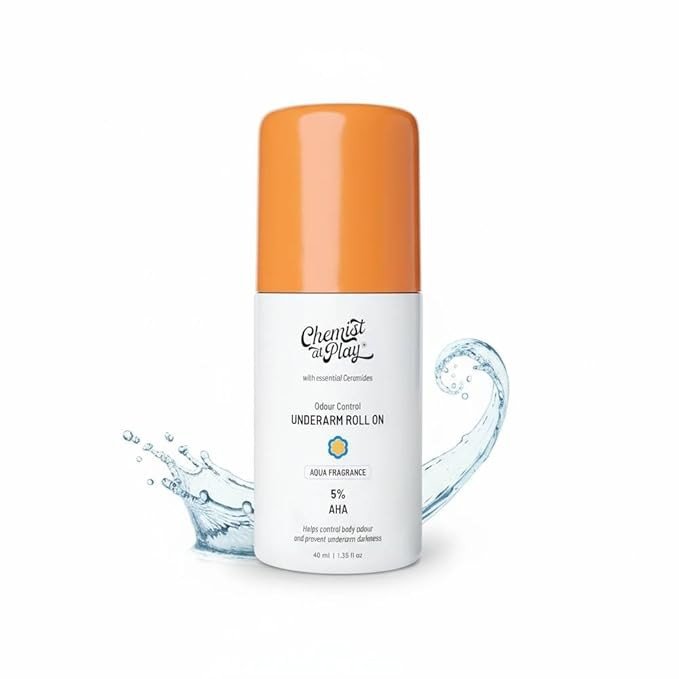 UnderArm Roll-On with 5% AHA, Lactic Acid & 1% Mandelic Acid | Prevents Body Odour, Brightens  Alcohol Free - 40ml