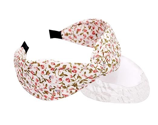 Vogue Hair Accessories Printed Fabric Knot Metal Hairband Headband for Women and Girls (Red_Check_Bow)