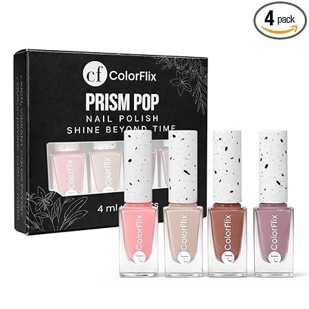 ColorFlix Prism Pop Nail Paint Pack of 4 – Long Stay, High Shine, Quick Dry, Glossy Shades- Purple Era 4ml Each
