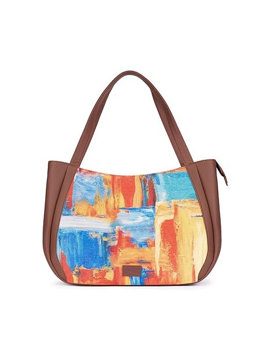 ZOUK Jute Handcrafted Vegan Leather Women's Shoulder Luna Handbags