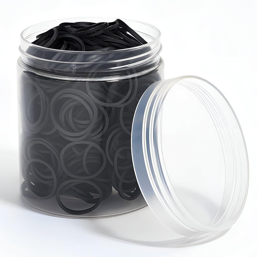 Small Black Elastic Hair Ties, Soft Cotton Stretchable Rubber Bands, Non-Slip For Medium, Thick & Thin Hair, Pain-Free, Hair Styling Accessories, Ponytail, Scrunchy, For Women (Pack of 125)